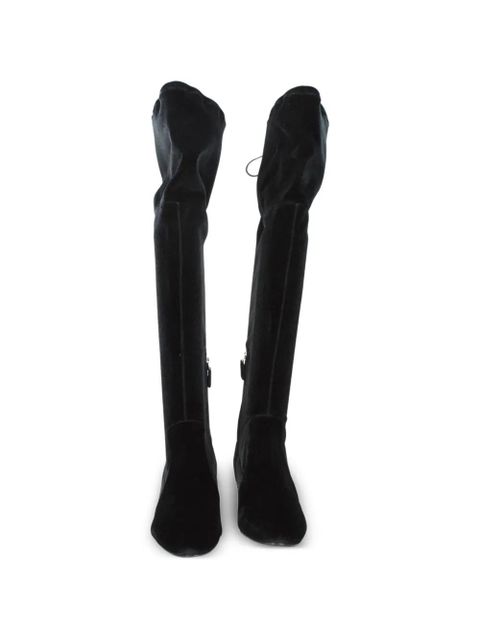 Prada velvet over-the-knee boots - Black