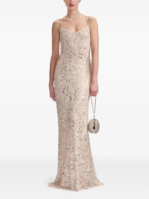 Self-Portrait embellished spaghetti-strap dress - White - zdjęcie produktu nr 1