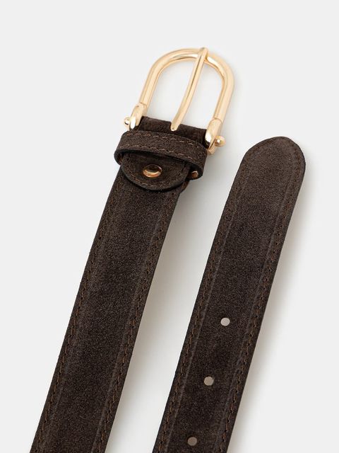 Answear.LAB pasek zamszowy kolor brązowy