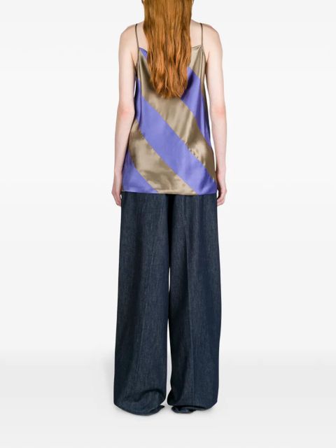 DRIES VAN NOTEN striped satin tank top - Brown