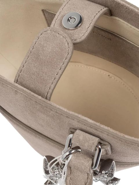 Self-Portrait charm-detail suede bucket bag - Grey