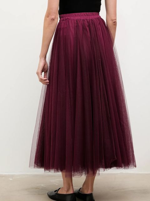 Answear.LAB spódnica kolor bordowy maxi rozkloszowana