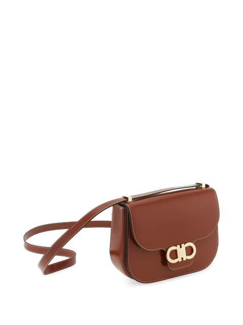 Ferragamo Double Gancini North-South logo-buckle shoulder bag - Brown