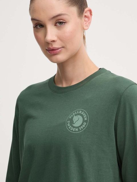Fjallraven longsleeve bawełniany 1960 Logo kolor zielony