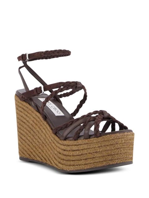 Jimmy Choo Nyra leather wedge sandals - Brown