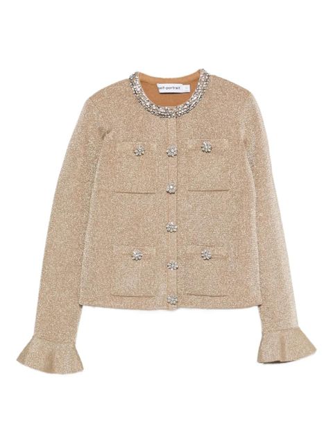 Self-Portrait embellished ruffled knitwear - Gold - zdjęcie produktu nr 1