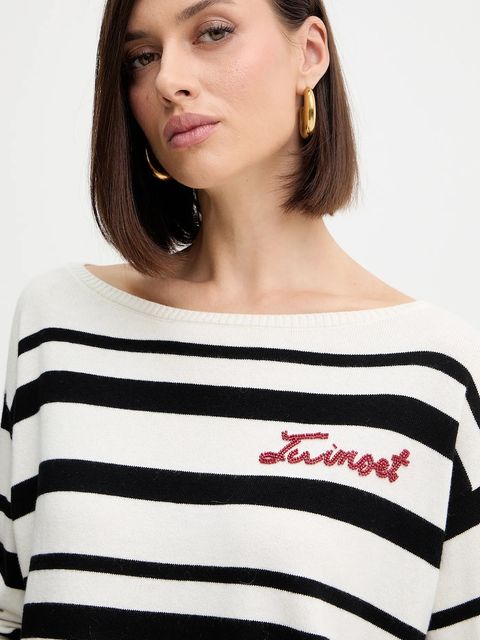 Twinset sweter z domieszką wełny damski kolor czarny lekki 252TP3091