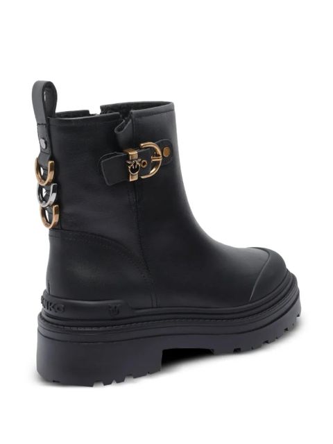 PINKO buckle-detail side-zip boots - Black