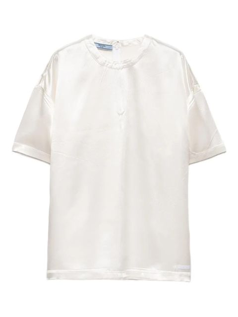 Prada Triangle-logo short-sleeved top - White