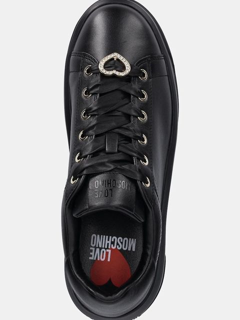 Love Moschino sneakersy skórzane damskie kolor czarny JA15165G1NIAX000