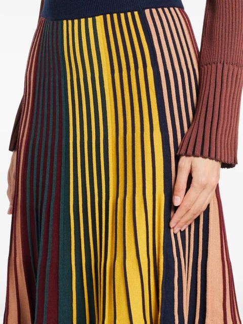 Simon Miller Celia striped pleated midi skirt - Brown