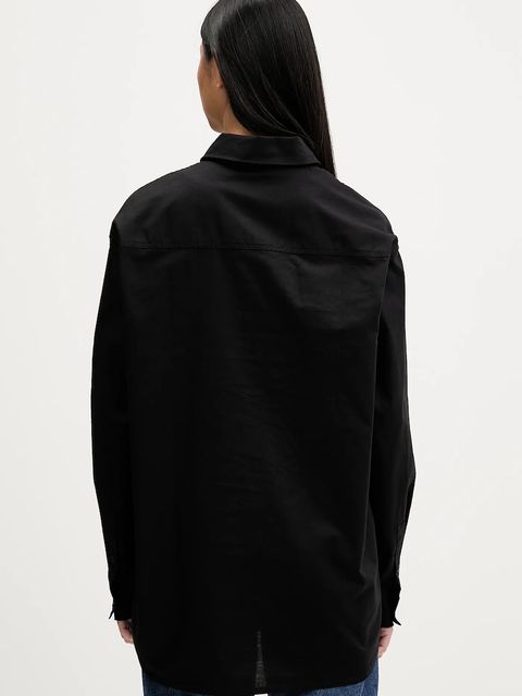 Karl Lagerfeld Jeans koszula bawełniana damska kolor czarny relaxed z kołnierzykiem klasycznym A3W11010