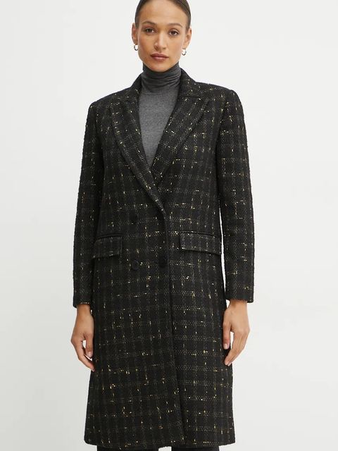 Twinset płaszcz damski kolor czarny przejściowy 242TT2151