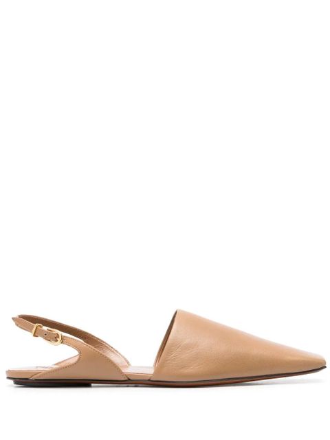 Nanushka square-toe leather slippers - Brown - zdjęcie produktu nr 1