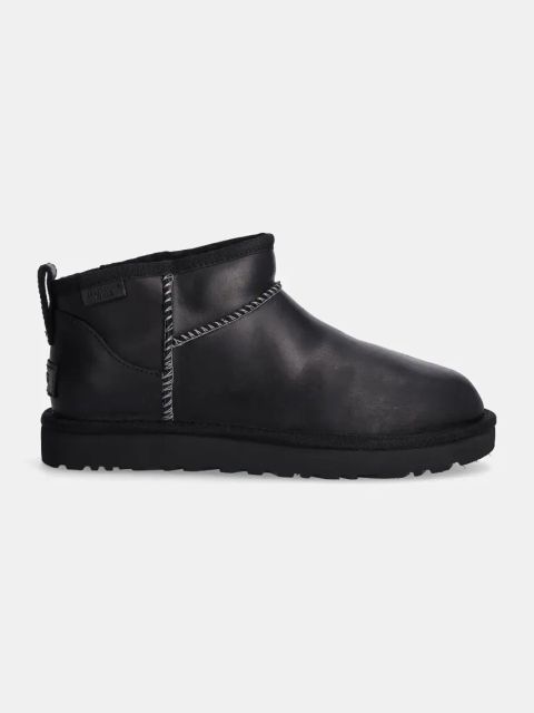 UGG śniegowce skórzane Classic Ultra Mini Lthr Regen kolor czarny 1163490-BLK