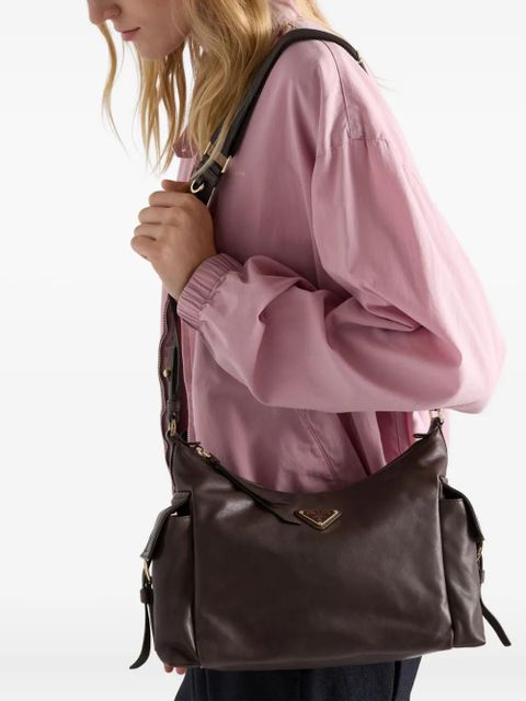 Prada large Explore leather shoulder bag - Brown