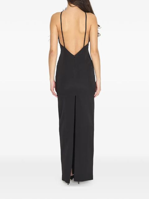 The Attico feather strap maxi dress - Black