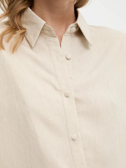 Answear.LAB koszula i spodnie z lnem damski kolor beżowy