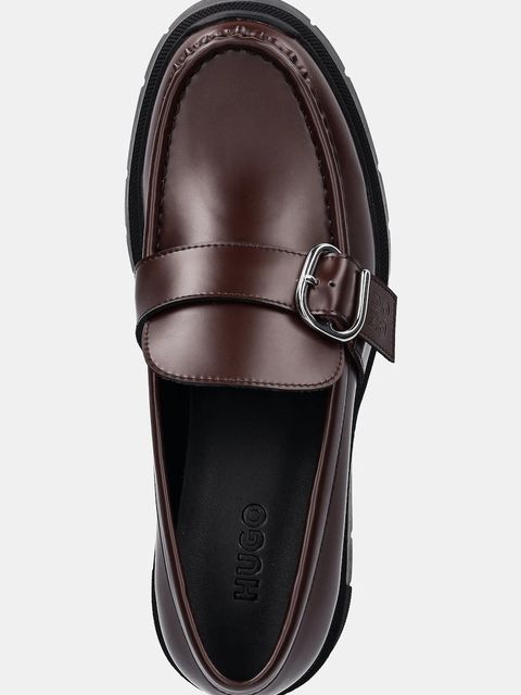 HUGO mokasyny Kris damskie kolor brązowy na platformie 50548196