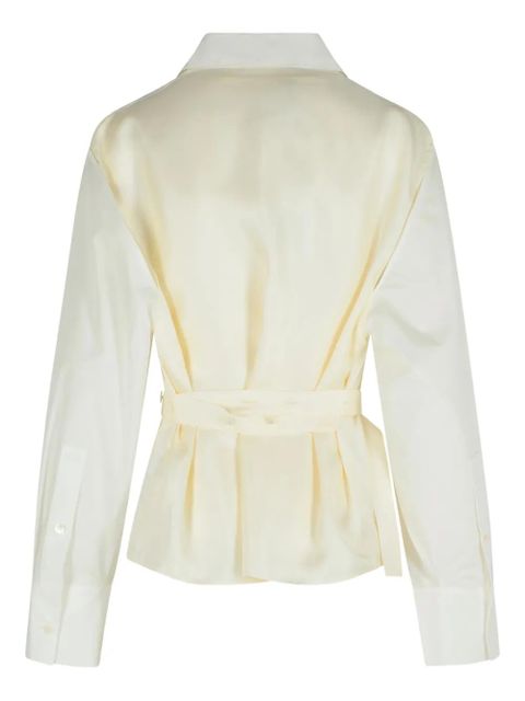 Róhe silk-insert belted vest-shirt - White