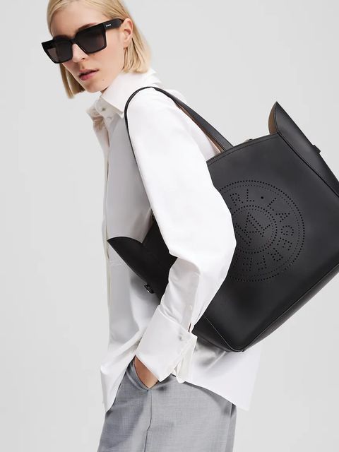 Karl Lagerfeld torebka skórzana K/CIRCLE kolor czarny A3W30043