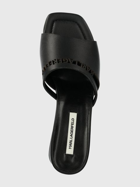 Karl Lagerfeld klapki skórzane PLAZA damskie kolor czarny na słupku KL32405 - zdjęcie produktu nr 2