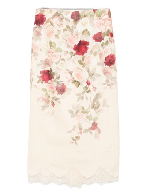 ZIMMERMANN floral-print lace-trimmed skirt - Neutrals - zdjęcie produktu nr 2