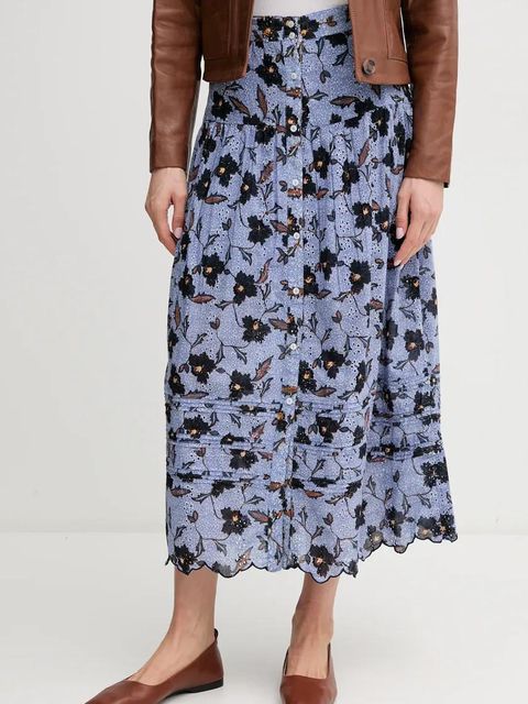 Pepe Jeans spódnica bawełniana ENODIA kolor niebieski midi rozkloszowana PL901193 - zdjęcie produktu nr 1