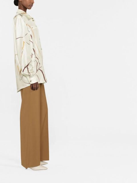 Nanushka oversize printed silk shirt - Neutrals