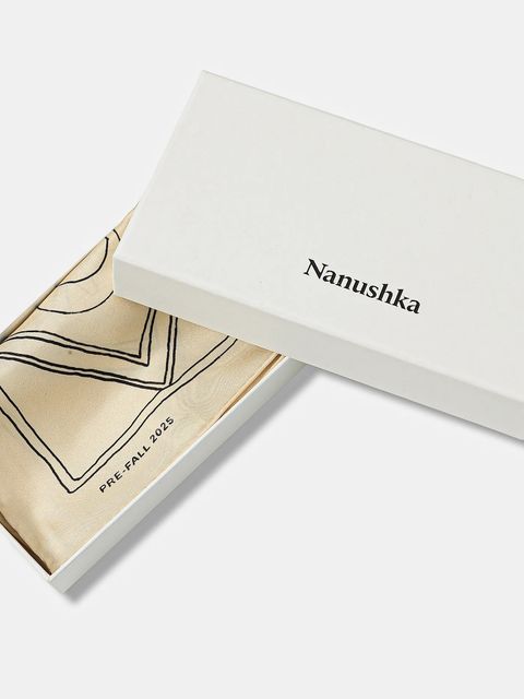 Nanushka apaszka jedwabna kolor beżowy wzorzysta NU25PFSC00305 - zdjęcie produktu nr 2