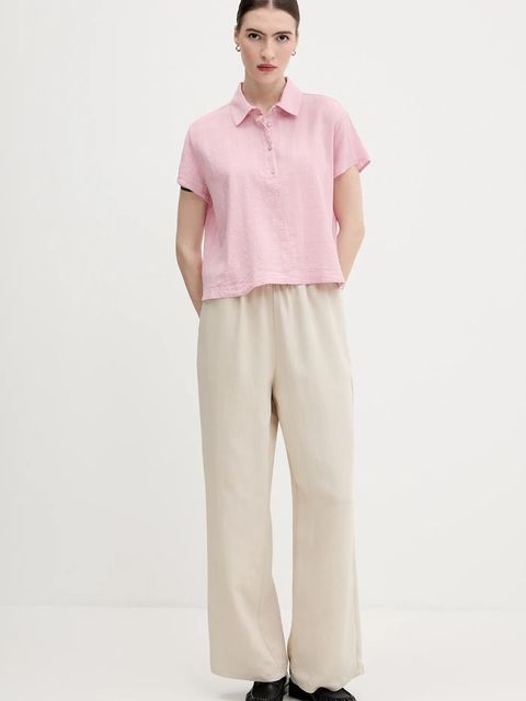 United Colors of Benetton bluzka damska kolor różowy gładka 5ONVDQ0BQ - zdjęcie produktu nr 2