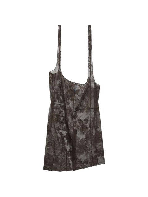 Prada chantilly lace midi-skirt with suspender straps - Brown - zdjęcie produktu nr 1