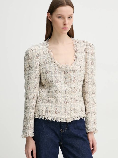 MUNTHE marynarka z domieszką wełny SABU kolor beżowy jednorzędowa wzorzysta 244151424403 - zdjęcie produktu nr 1