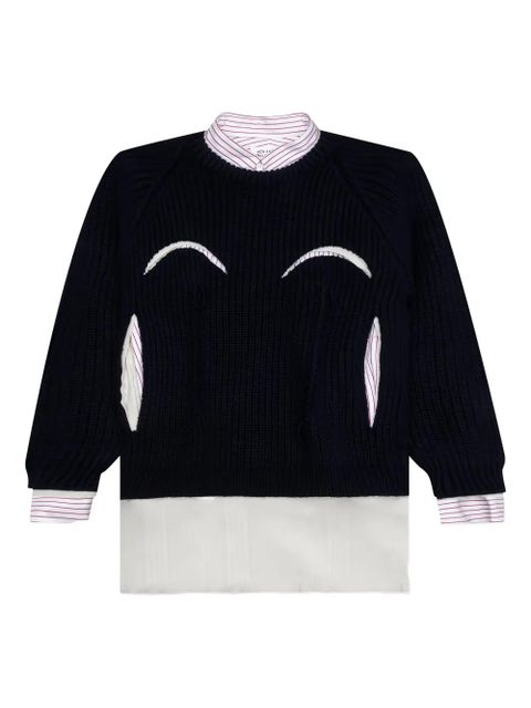 Maison Margiela layered shirt-panelled sweater - Black - zdjęcie produktu nr 1