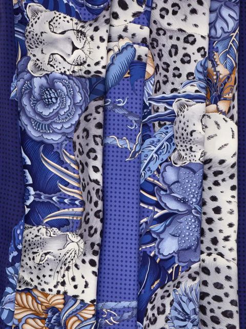 Ferragamo Cheetah-print silk scarf - Blue