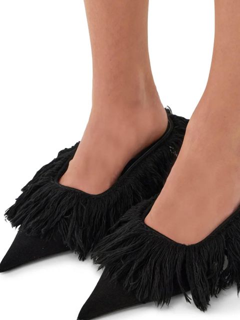Ferragamo Eva feathered-detail mules - Black