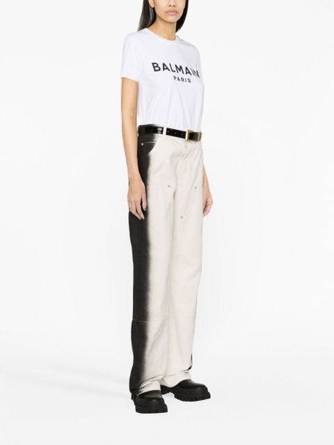 Balmain button-embellished logo-print T-shirt - White