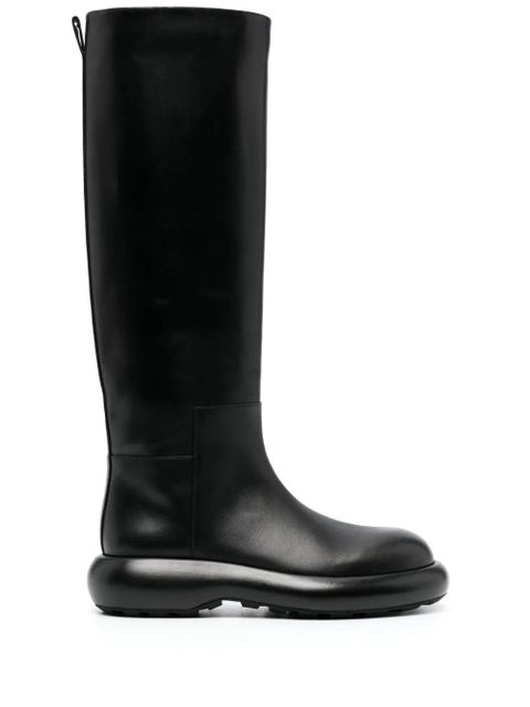 Jil Sander knee-high flat leather boots - Black - zdjęcie produktu nr 1