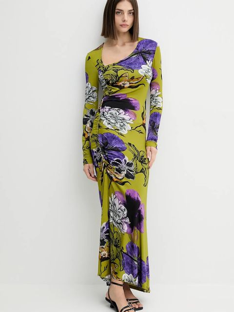 Desigual sukienka NECKLINE LA kolor zielony maxi dopasowana 25WWVK37 - zdjęcie produktu nr 2