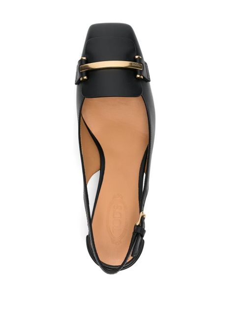 Tod's 50mm leather slingback pumps - Black