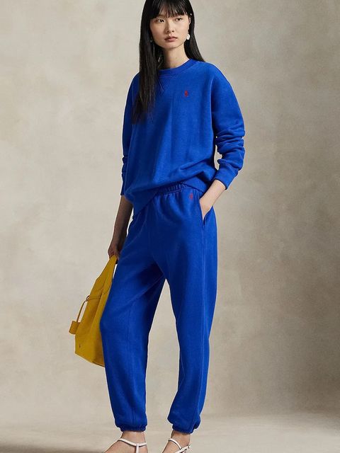 Polo Ralph Lauren spodnie dresowe damskie kolor fioletowy gładkie 211971700