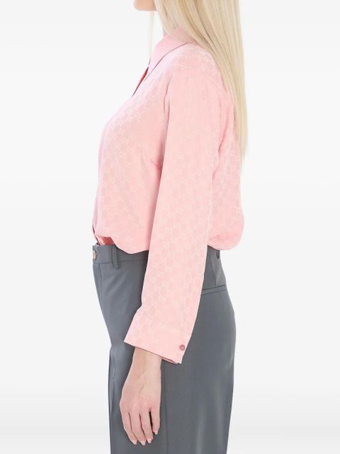 Gucci GG jacquard-pattern buttoned silk shirt - Pink