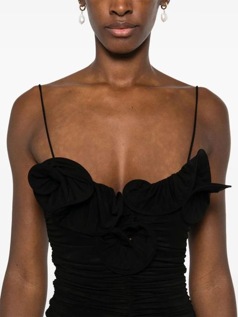 Magda Butrym floral-appliqué dress - Black