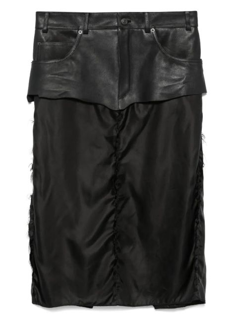 Balenciaga leather-panel midi skirt - Black - zdjęcie produktu nr 1