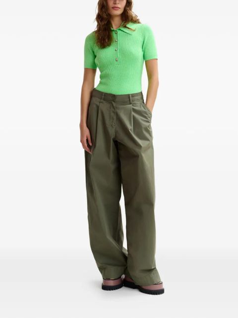 Essentiel Antwerp ribbed polo top - Green - zdjęcie produktu nr 2