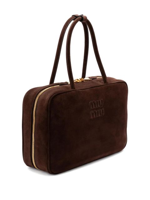Miu Miu embossed-logo top-handle bag - Brown - zdjęcie produktu nr 2