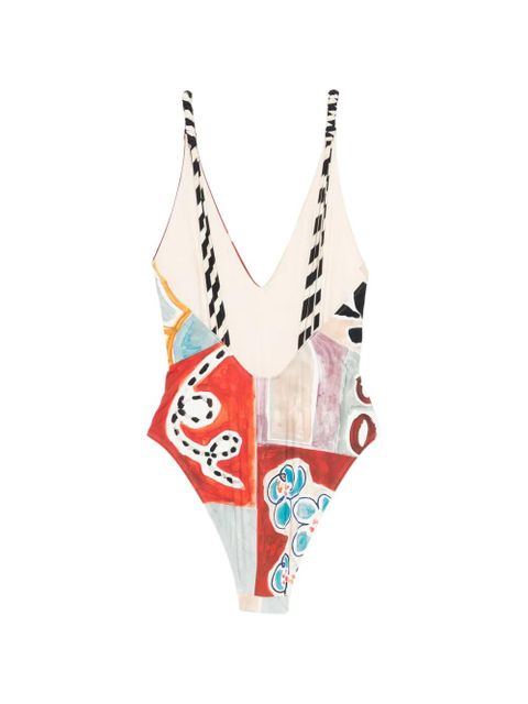 ALEMAIS V-neck printed swimsuit - Red - zdjęcie produktu nr 2