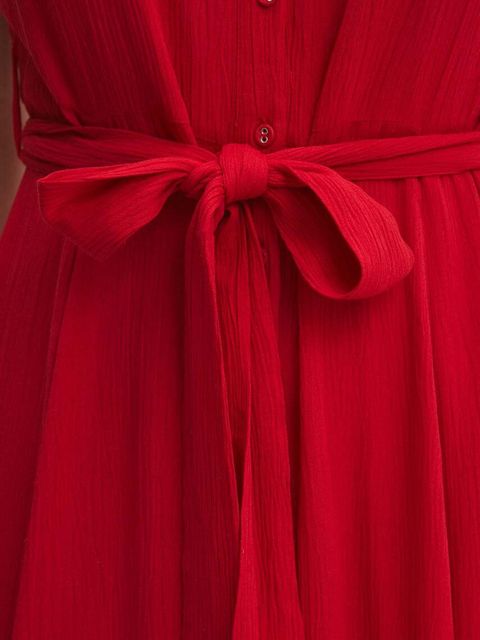 Answear.LAB sukienka kolor czerwony maxi rozkloszowana