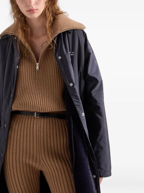 Prada raglan-sleeve patch-pocket coat - Blue