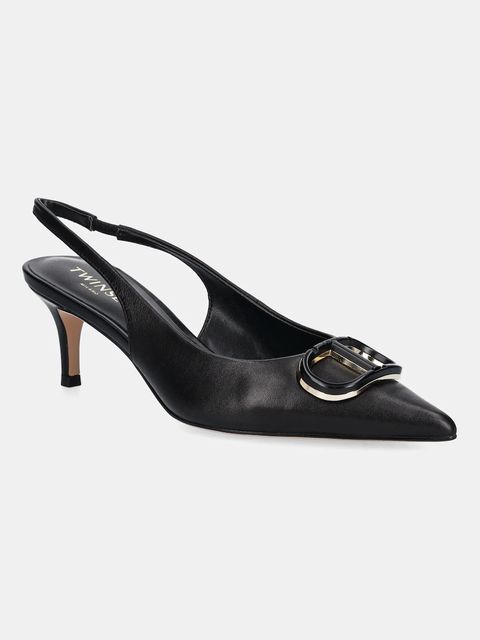 Twinset szpilki skórzane kolor czarny 252TCP030 - zdjęcie produktu nr 1